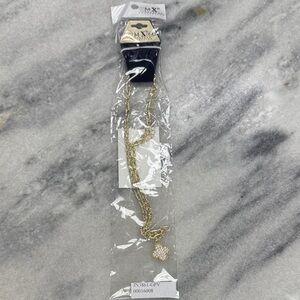 Gold Necklace with Sparkling Flower Pendant NWT